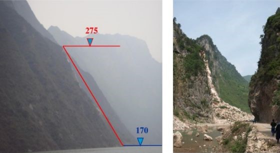地形地貌:坡度大于45°的高陡边坡,孤立山嘴或凹形陡坡均为崩塌形成的